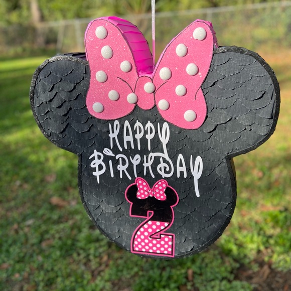 Kids Black & Pink Minnie-Inspired Birthday Piñata - Picture 2 of 6